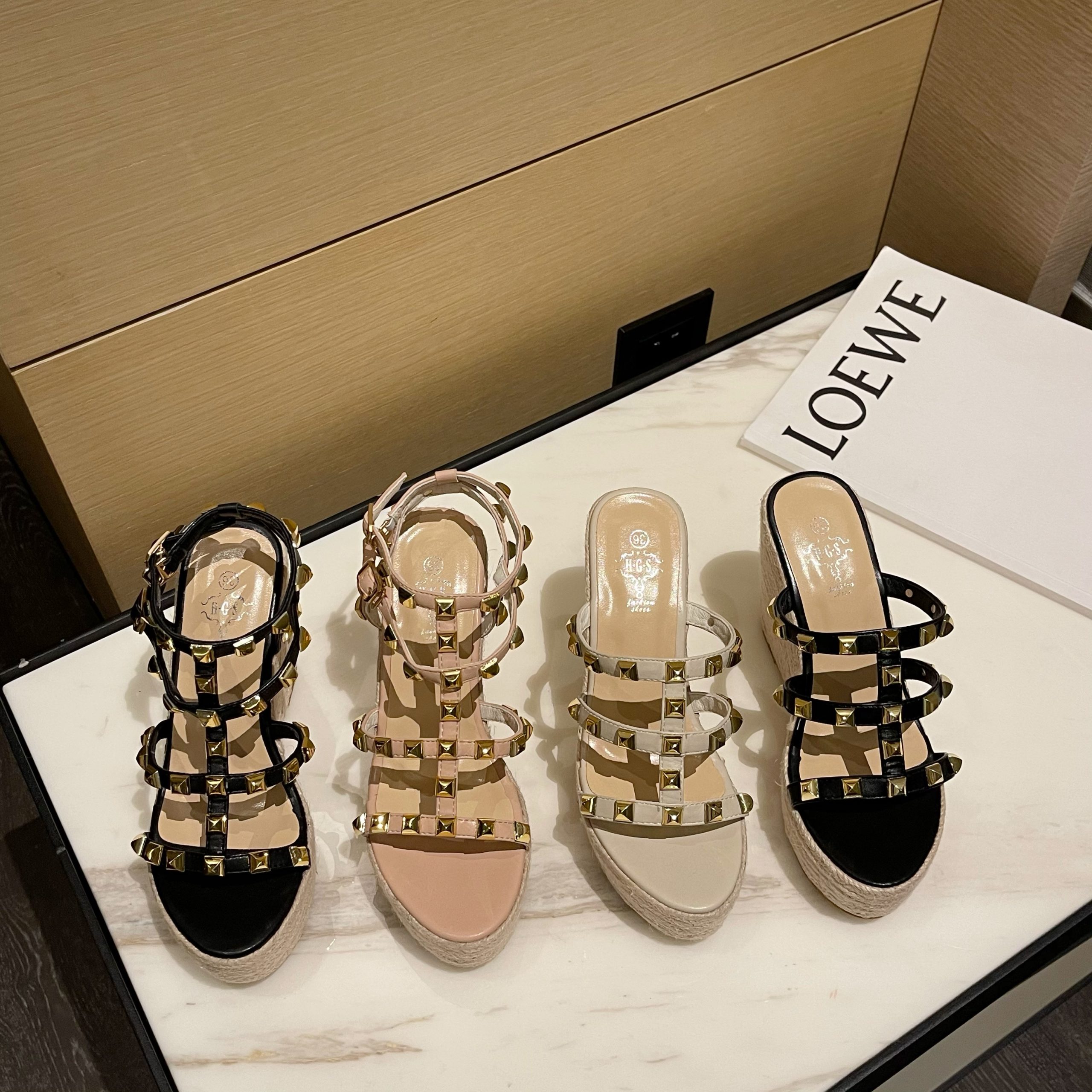 Women's Wedge Sandals 2025 New Spring Summer Rhinestone Thick Sole Slippers